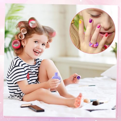 Rundago 7 pcs Kids Nail Polish Set, 5 Colours Non-toxic Odourless Peel Off Aqua Nail Polish Quick Dry with Nail Butterfly Sticker, Nail Polish Gift Kit for Girls 6-12 Years Kids - Image 3
