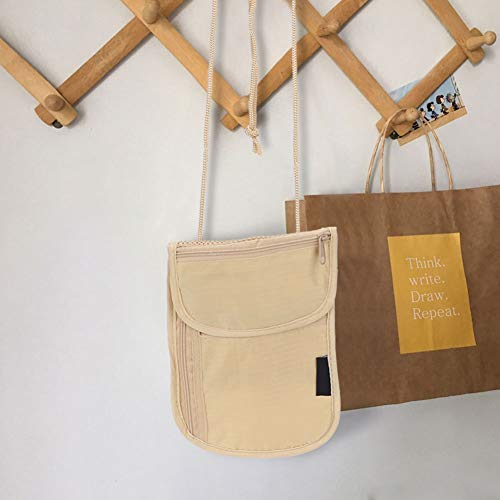 Bolsa de pescoço, bolsa de pescoço de viagem portátil ao ar livre passaporte de viagem anti-roubo ar