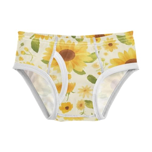 Sunflower Corner Boho Watercolor Background Toddler Boys' Pure Cotton Kids Underwear Breathable Children Panties