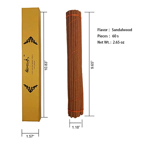 Adisukha Tibetan Incense Sticks, Long Burning Non-Toxic 100% Natural Herbal Aromatic (Sandalwood) #TOP1