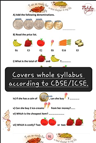 Image of Class 1 Mathematics 2024 CBSE / ICSE practice Worksheets with Mental Math | Multiplication tables | word problems by Mathsninjas Bookland (New Edition)