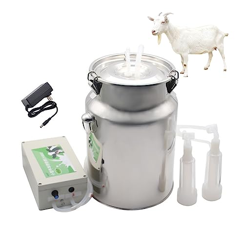 hzexun 10L Ziegenmelkmaschine, wiederaufladbarer Host, Regulierung der Pulsationsgeschwindigkeit, automatischer Stopp der Melkmaschine, wenn sie mit Milch gefüllt ist, mit Milcheimer aus Edelstahl