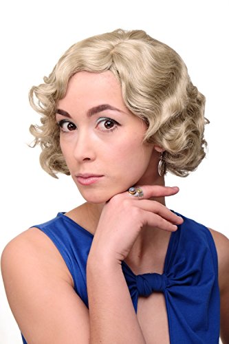 WIG ME UP- A4002-22 Peluca mujer Cosplay calidad corto años 20 Hollywood Diva Swing ondulado rubio