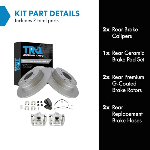 Image of TRQ Rear Brake Pad and Rotor Set Ceramic Coated Rotors Calipers Hoses Compatible with 2015 Hyundai Sonata