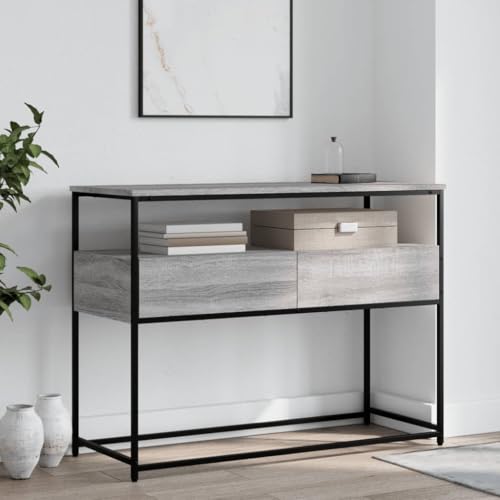 Homgoday Sonoma - Mesa consola gris de 100 x 40 x 75 cm, madera de ingeniería, mesa de entrada delgada para sofá, mesa auxiliar para sala de estar, dormitorio, pasillo, entrada, escritorio, muebles