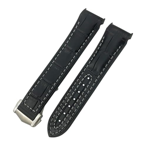 19 20 21 22mm o[U[XgbvAIK V[}X^[V[Y EHb` 300m ΉAVRiC X|[cXgbv(Black white leather,21mm,Rose buckle)