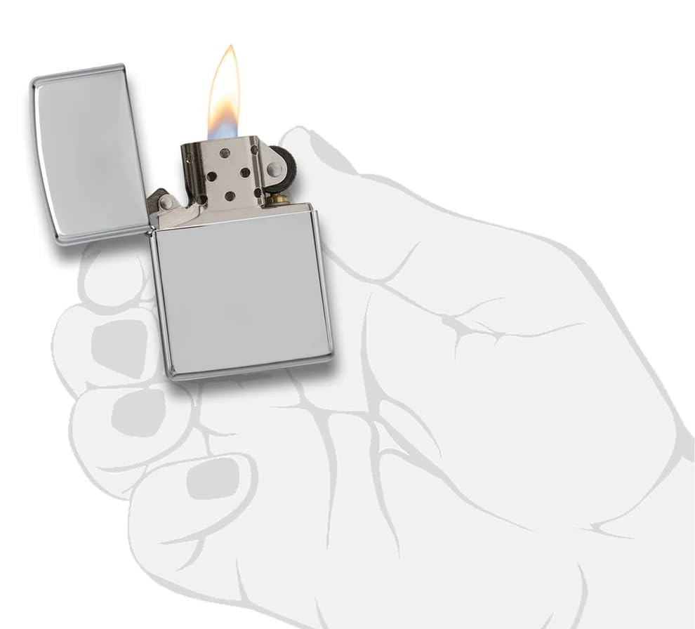 Image of Zippo Classic High Polish Chrome, Silver, Pocket Fuel Windproof Premium Lighter (BIS Certified)