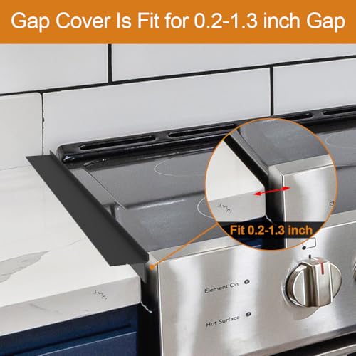 Image of KindGa Stove Gap Filler - Silicone Stove Gap Covers 25 Inch 2 Pack Black | Foldable kitchen counter range gap guards, electric stove gap filler, oven side sealing strip between countertop and stovetop