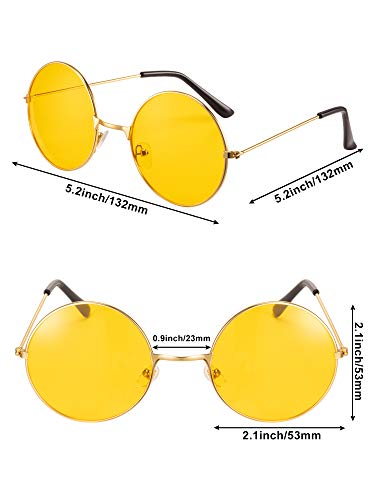 Blulu 12 Pairs 60s 70s Hippie Circle Sunglasses for Women Men Retro Glasses Round Tinted Lens Sunglasses Pack Vintage Hipster Small Hippie Eyewear for Men Women Masquerade Costumes Party Gifts2