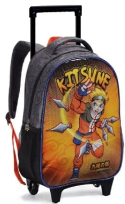 Kit Mochila Infantil Naruto Kitsune Rodinhas 3 Peças - Mochila Estojo Lancheira