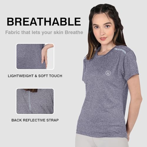 Image of CHKOKKO Gym Tshirt for Women Workout Dry Fit t Shirt Sports Tshirt Lightweight Round Neck Breathable Half Sleeve Activewear Running Yoga Tops for Woman