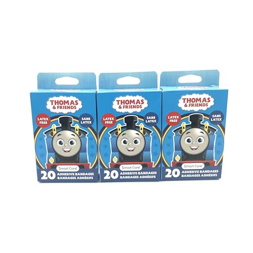 JJM Thomas and Friends Character Bandages, Assorted Designs, Box of 20-3pk, Small