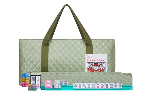 American Mah Jongg Complete Set, 166 Tiles with All in one Combo Rack with Green PU Bag