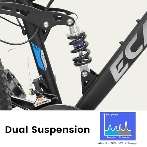 Image of Ecarpat 24 /26 /27.5 Inch Mountain Bike, Full /Front Suspension Mens Boys Mountain Bike with 21 Speed Steel Frame and Dual Disc Brakes, Adult Sport Bicycle for Trail City Road, Gift Choice