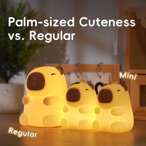 Image of Mini Capybara Night Light, 7 Colors Dimmable Bedside Lamp, Touch Control Night Lamp, Used for Camping Party Room Decor (Mini Capybara)