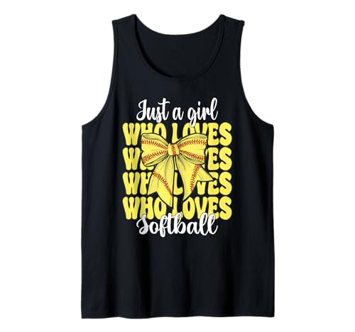 Just A Girl Who Loves Softball Mom Festa della mamma Coquette Bow Canotta