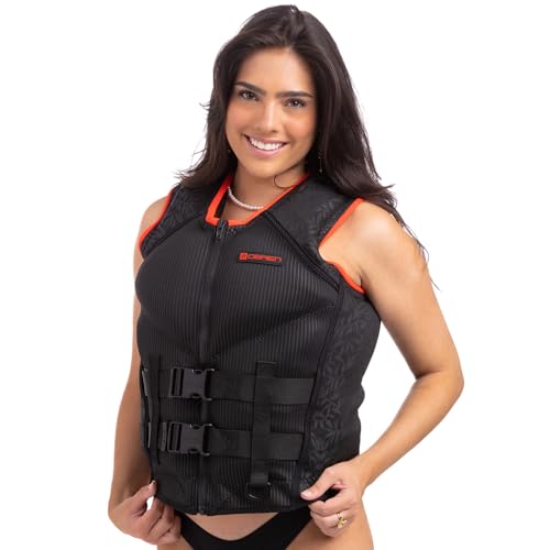 O\'Brien Women\'s Recon US Coast Guard Approved Level 70 Buoyancy for Waterskiing, Wakeboarding, Surfing and Boating, Red, Medium