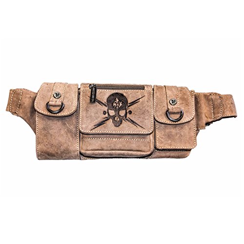 Jack's Inn 54 Kollektion Rock Hard Styles Tasche - Gürteltasche Scotch Vintage Echtleder (Braun)