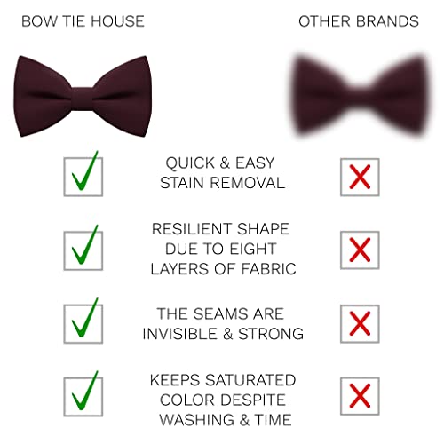 Image of Bow Tie House Mens Bowties Pre-tied Shape Clip on Bowtie Solid Men Formal Wear for kids, baby boys, toddler any age bow ties