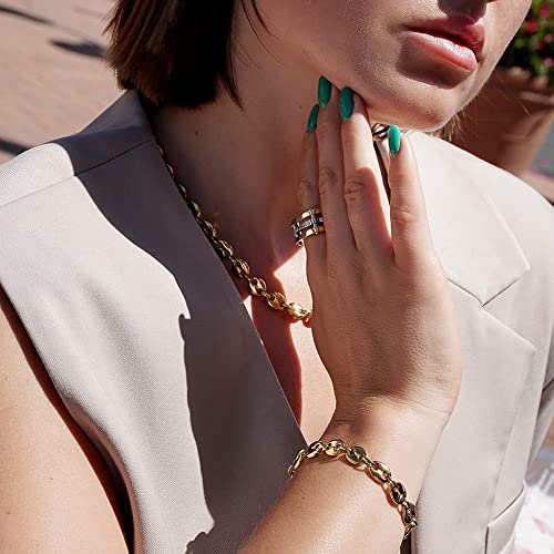 CIUNOFOR 14K Gold Filled Coffee Bean Bracelets for Women, 8.0 inches Link Chain Classic Charm Puff Mariner Bracelet, Coffee Bean Jewelry for Adults4