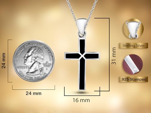 AeraVida Iridescent Cross of Faith Stone and Shell .925 Sterling Silver Necklace, 18 inch3