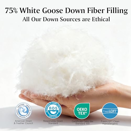 Image of Beautyrest Goose Down Fiber Comforters King Size for Summer | 100% Cotton, Hotel Collection, Lightweight, Blanket, Cooling for Hot Sleepers, 8 Corner Tabs, Noiseless, 106x90 Inch, White