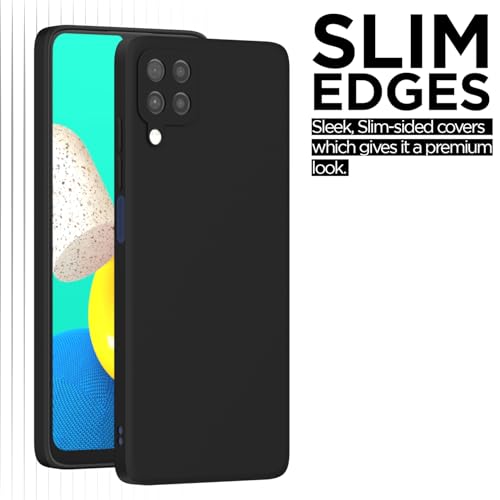 Image of Outlouders Back Cover for Samsung Galaxy M32 4G / M32 Prime / F22 4G | Camera Protection | Durable Soft Matte Silicone Bumper Case (Black)