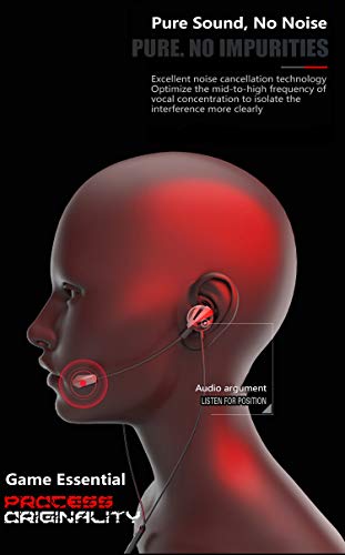 MEISI Fone de ouvido intra-auricular para jogos com microfone, redução de ruído otimizada, fone de o