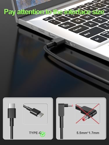 PowerPortnerLink 65W USB C charger Compatible with Lenovo Thinkpad Yoga Chromebook Ideapad Slim Duet & ThinkBook Series Laptop Replacement ADLX65YDC2A ADLX65YLC2D ADLX65YDC3A Universal Type c power - Image 2