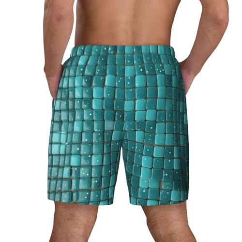 Men's Swim Trunks Quick Dry Board Shorts Turquoise Small Dot Tiles Beach Shorts with Pocket Bathing Suits for Men3
