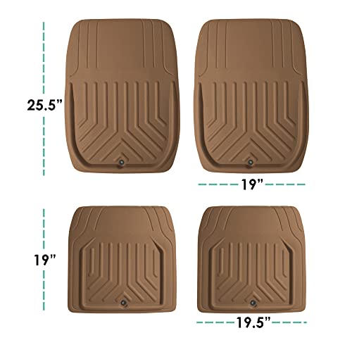 Image of FH Group Faux Leather Deep Dish Car Floor Mats, Universal Fit, Trim-to-Fit, Brown