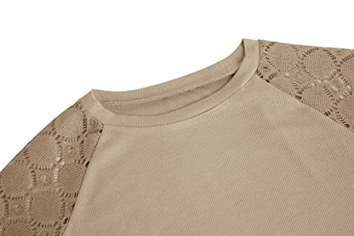 Image of Apbondy Girls Long Sleeve Shirts Lace Crewneck Blouses 5-14 Years