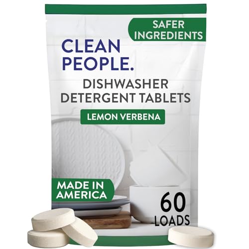 Image of The Clean People Dishwasher Tablets - Cuts Grease & Rinses Sparkling Clean - Residue-Free - Phosphate Free Dishwashing Tablets (60 Count, Lemon Verbena)