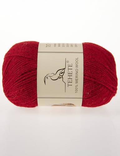 Image of 100% Merino Wool Yarn for Knitting 3-Ply Luxury Warm Soft Lightweight Crochet Yarn(Maroon,3Balsl)