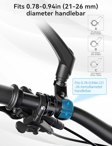 image for COICER Bicycle Mirror for Handlebars 360° Adjustable and Rotatable, W