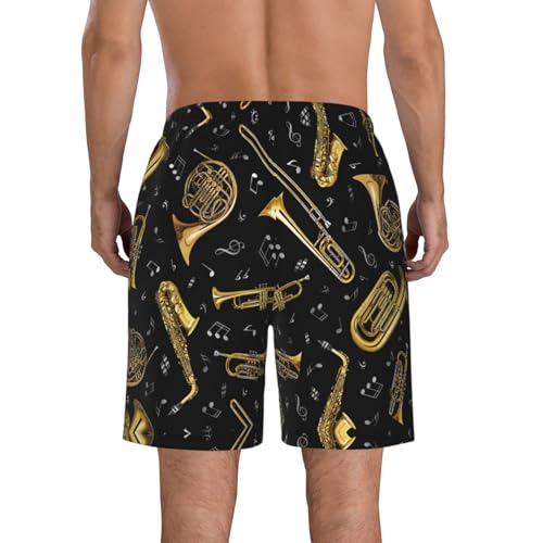 Musical Instruments Print Mens Casual Shorts Drawstring Summer Beach Stretch Shorts Novelty Swimtrunks3
