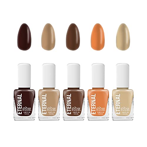 Eternal Nude Nail Polish Set for Women (NUDE OBSESSION) - 13.5ML 5 pc Brown Nail Polish Set for Girls | Quick Dry & Long Lasting Nail Polish Kit for Home DIY Manicure & Pedicure | Made in USA