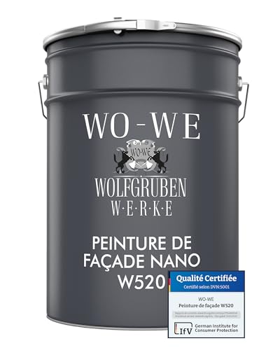 WO-WE Peinture Façade W520 Effet Perlant Rénovation des murs exterieurs Imperméable - Gris clair 5L