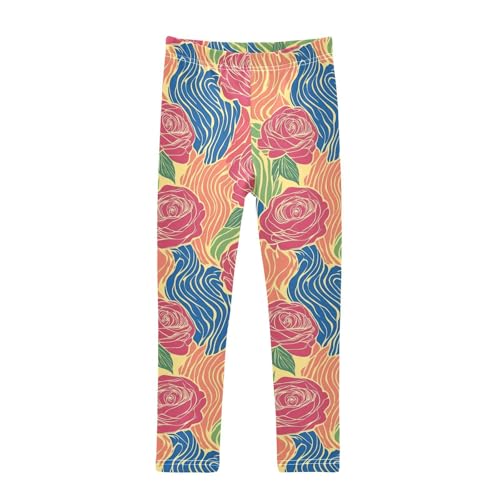 KLL Seamless Pattern Red Roses Toddler Baby Girl Cotton Pants Soft Full Length Activewear Sports