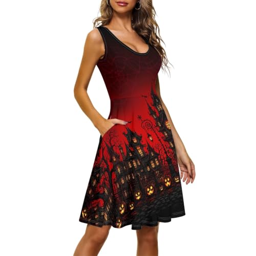Image of TOADDITDO Womens Summer Sleeveless Tank Dress with 2 Side Pockets XS-4XL Plus Size