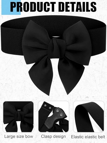 Geyoga Women Bow Belt Elastic Waist Belt Bowknot Stretchy Corset Dress Sash 2.4'' Wide3