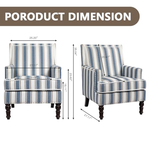 Sillón vintage azul con brazos y patas de madera miniatura 2