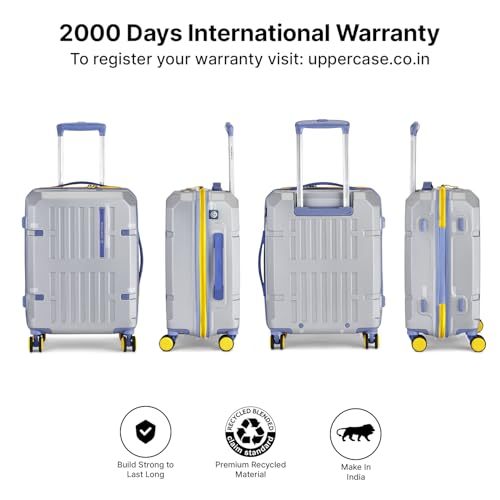 Image of uppercase Hexa Small Solid Trolley Bag with TSA Lock, Durable for Travel, RCS Certified for Sustainability, Anti-Theft Zippers and Double Wheels, Suitcase for Men & Women