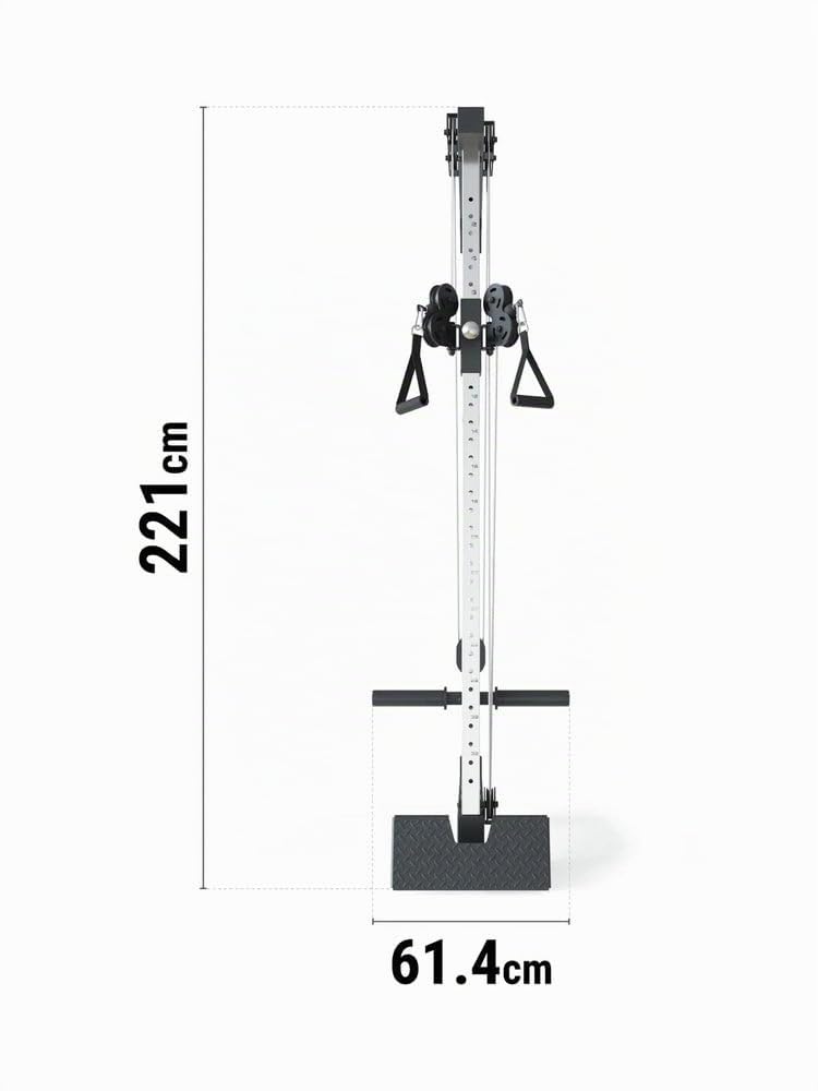 ATLETICA R8-Kabelzug Plate Loaded | 221 cm hoch, 52 kg schwer, Bis 450 kg belastbar, 34fach höhenverstellbar, einzeln, als Paar oder am Rack