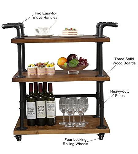 Industrial-Bar-CartsServing-CartsKitchen-CartsWine-Rack-Carts-on-Wheels-with-Storage-Industrial-Rolling-Carts-Wine-Tea-Liquor-ShelvesHolder-Solid-Wood-and-Metal-Home-Furniture Industrial Bar CartsServing CartsKitchen CartsWine Rack Carts on Wheels with Storage Industrial Rolling Carts Wine Tea Liquor ShelvesHolder Solid Wood and Metal Home Furniture