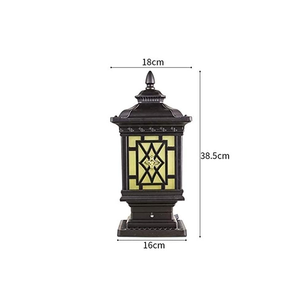 Luces de poste Luz de pedestal clásica europea Lámpara de poste impermeable al aire libre Vidrio de aluminio Antióxido de jardín Valla de jardín Linterna de columna E27 Patio externo Farola Patio Pais