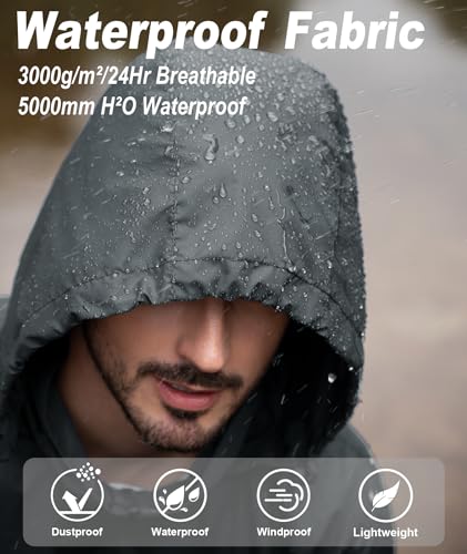 SWISSWELL Mens Rain Jacket Waterproof Windbreaker Hidden Hooded Lightweight Breathable Rain Coat for Golf Hiking Cycling2