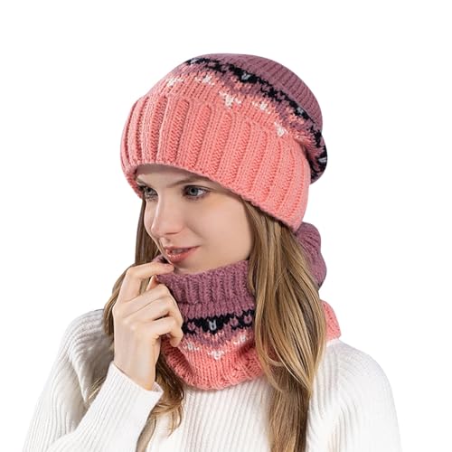 Gargantilla Hombre Invierno Gorro De Punto Forro Polar Bufanda Dos Piezas Para Mujeres Al Aire Libre Gorro Polar Hombre Protección Orejas Y Suave, rosa, Talla única