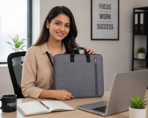 Image of Laptop Sleeve Bag 15.6 Inch with Carry Handle & Front Zipper Pocket - Water Resistant Laptop Carrying Case Computer Sleeve Compatible with HP Dell Lenovo Asus Acer Notebook for Men & Women Grey