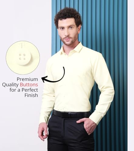 Image of CONTRARY Men's Pure Cotton Solid Stylish Casual & Formal Wear Shirt | Stylish Regular Fit Full Sleeve Comfortable Office Party Trendy Shirt - Multi Color